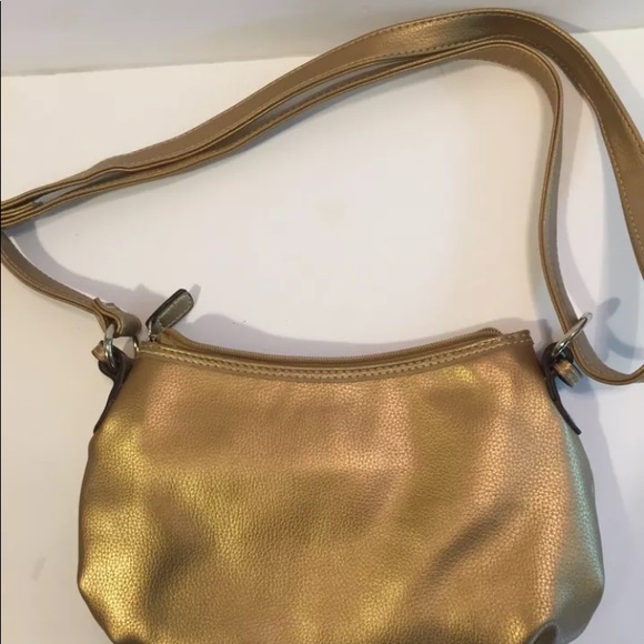 Treviso Gold Faux Leather Shoulder Bag Zip Close - Picture 2 of 2